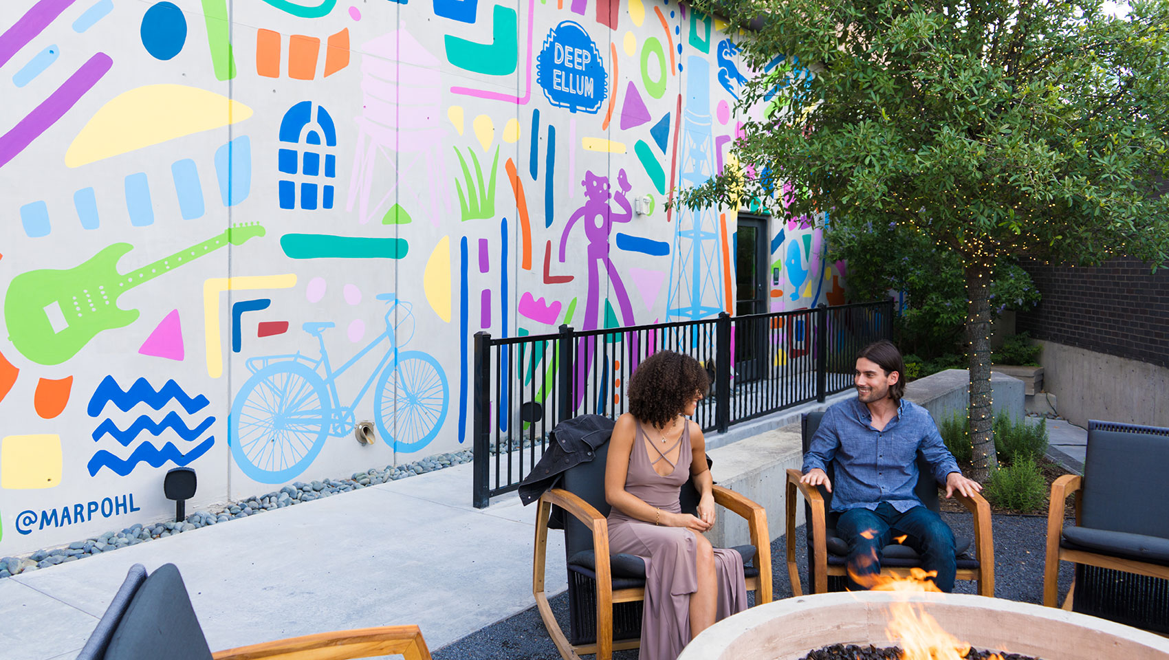 Lounge chairs around the Pittman pool deck