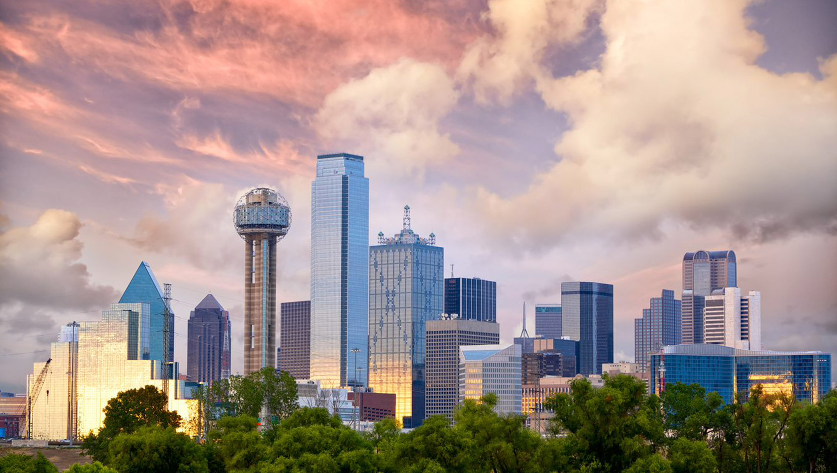 Dallas skyline with clouds