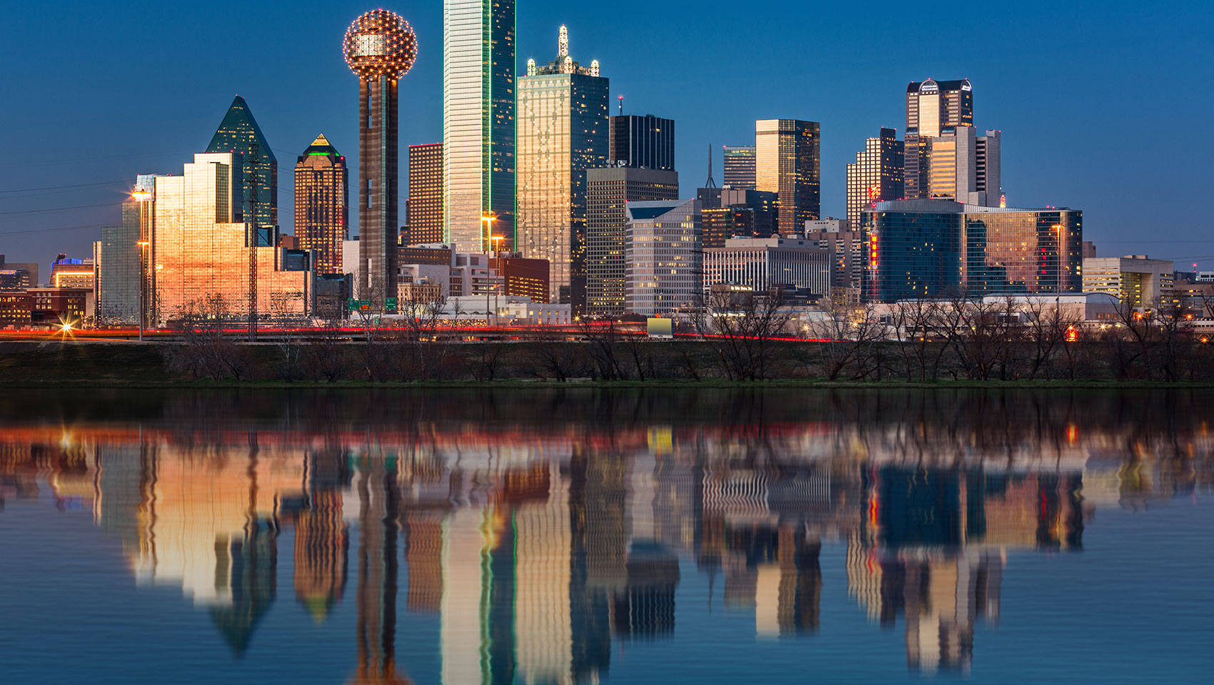 Downtown Dallas skyline at night