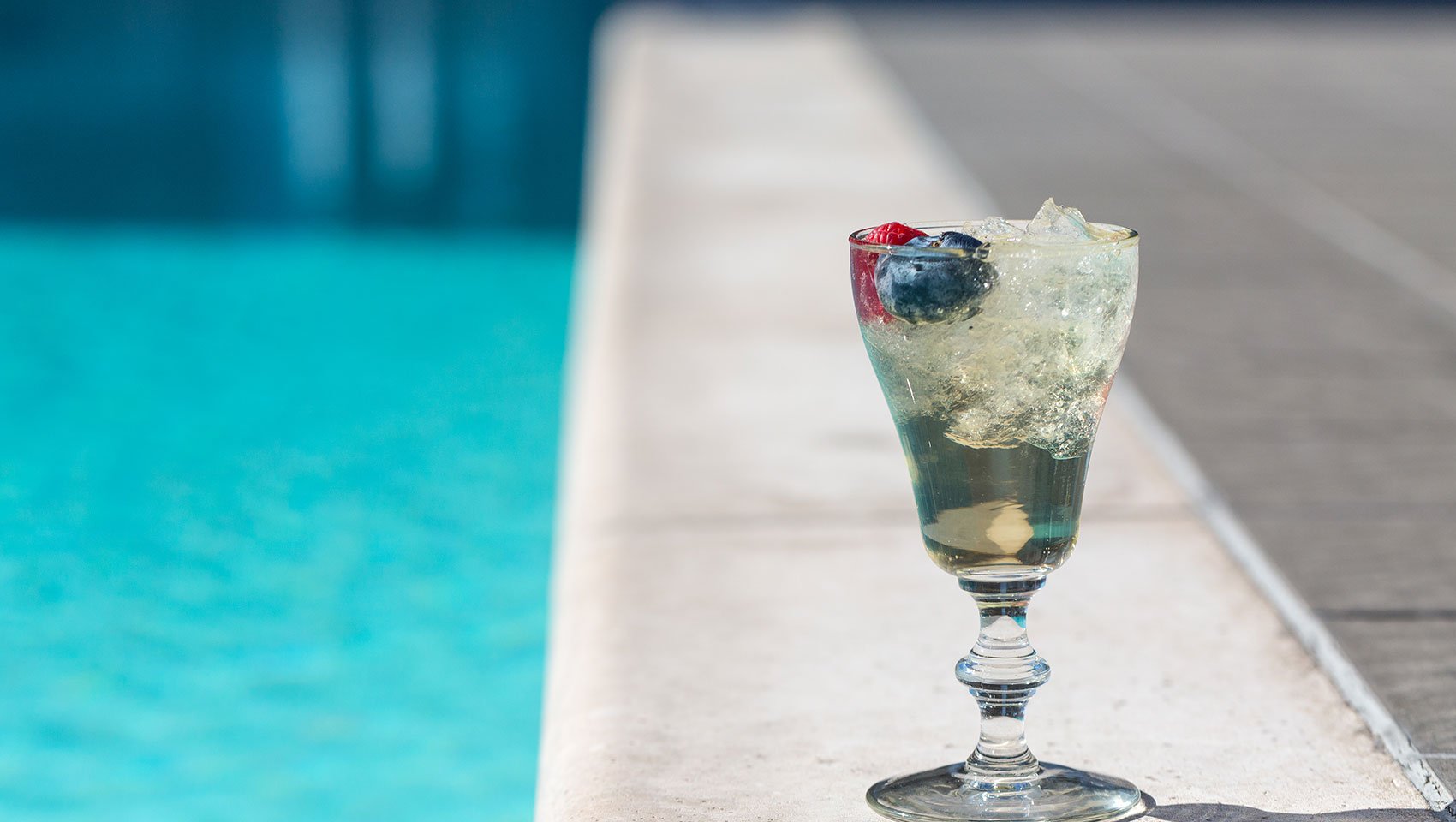 White sangria by the pool