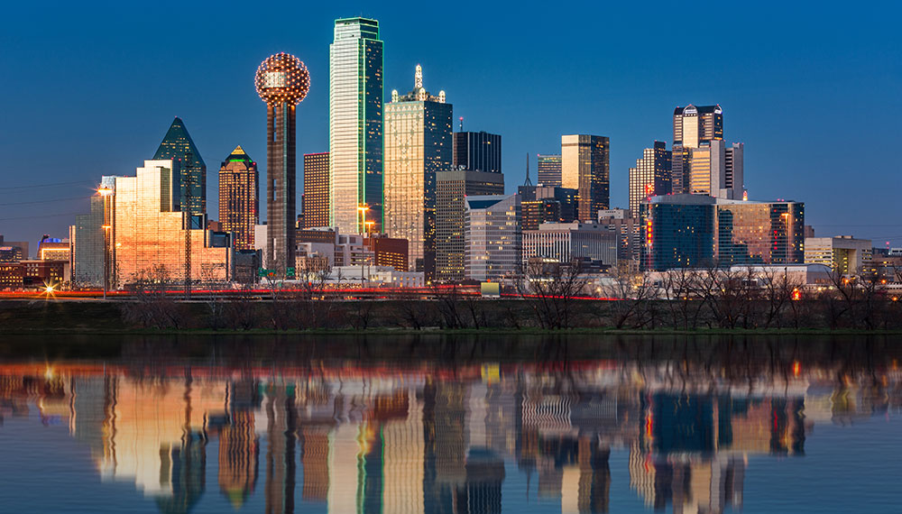Downtown Dallas skyline at night