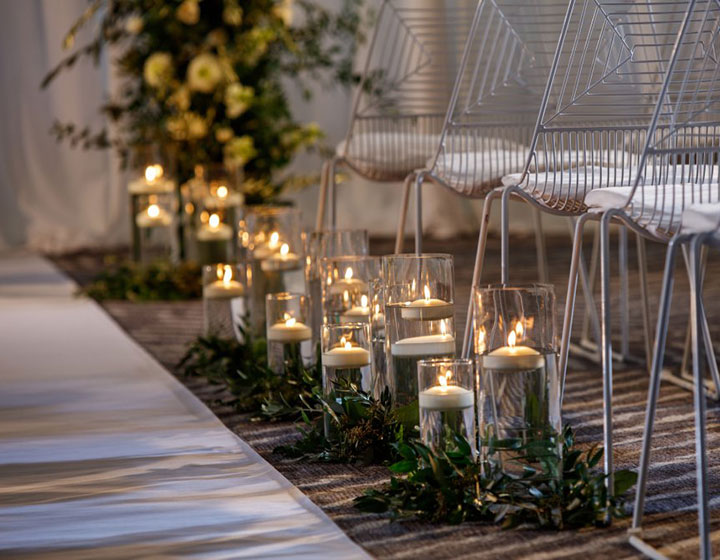 wedding aisle with candles