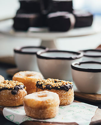 pastries and coffee cups
